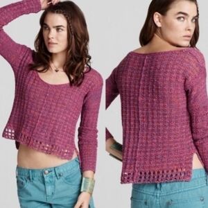 Free People Magenta Scoop Neck Sweater